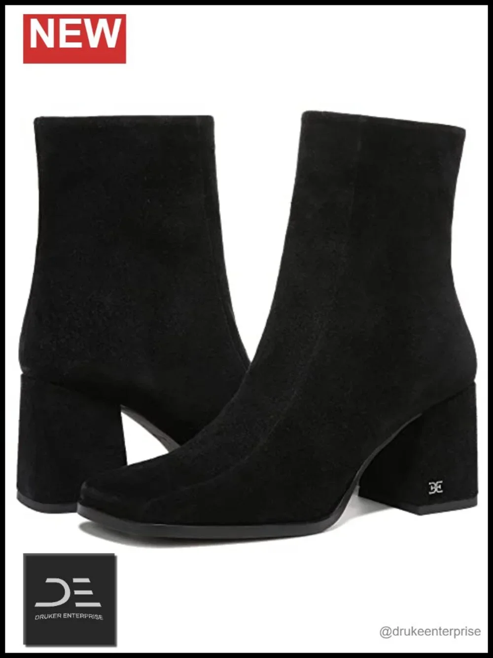 Over-The-Knee Boots Square Toe Chunky Heel Leather Upper Zip